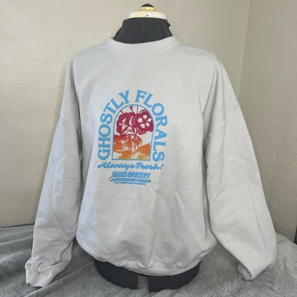 Lonely ghost ghostly florals white sweatshirt